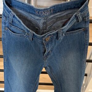 Rock & Roll Denim Women's Blue Boot Cut Jeans w/light pinstripes. In great shape